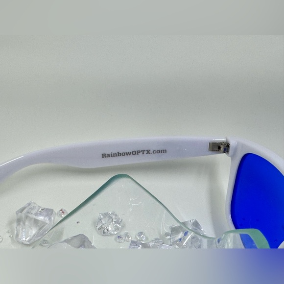 🌹 RARE White Frame Blue RainbowOPTX Sunglasses - Picture 5 of 9